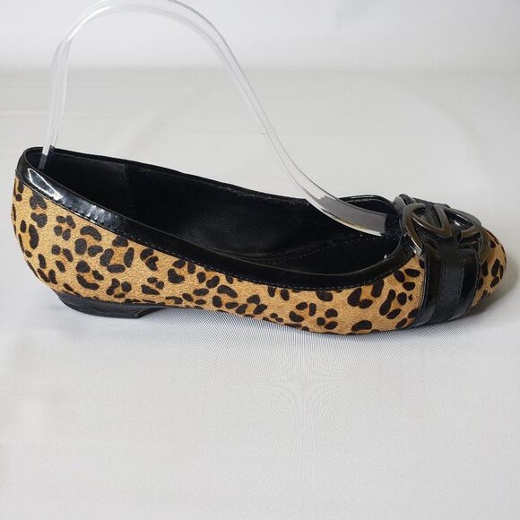Franco Sarto Black Leopard Print Fur Cajun Flats 7 - Picture 6 of 16